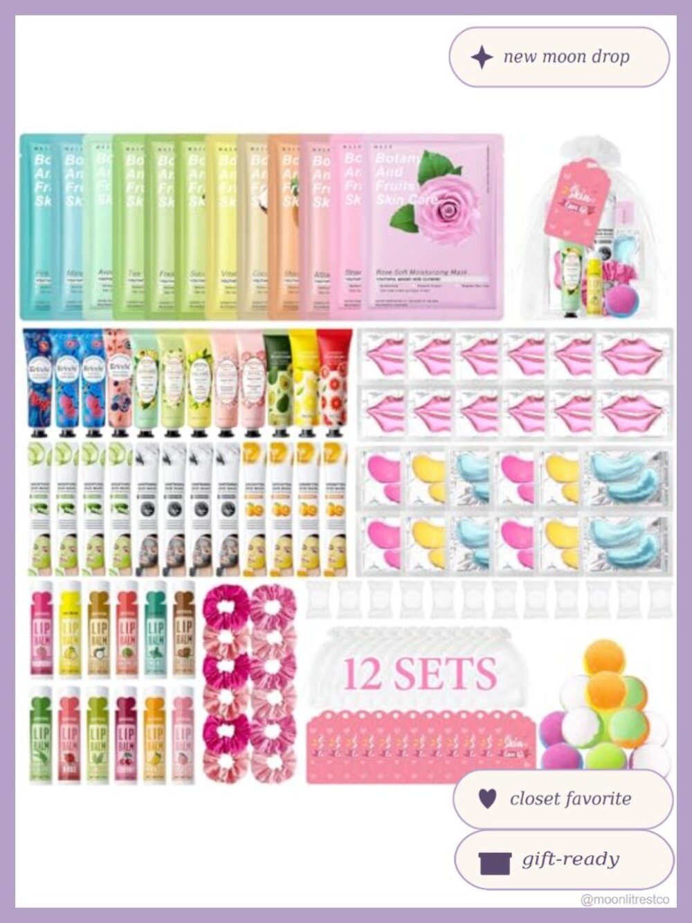 132 Pcs Spa Party Favors Set for Women - Face Masks, Hand Cream, Lip Balm, Foot